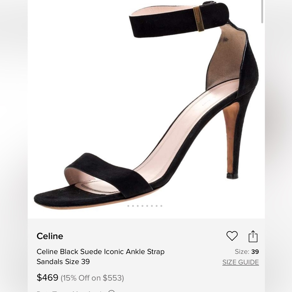 Celine Black Suede Ankle Strap Women's Heels